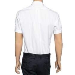 Pre Owned Alexander McQueen White Truth Printed Cotton Button Front Shirt M