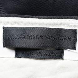 Alexander McQueen Black Wool & Mohair Studded Waist Trim Pants M