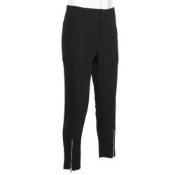 Pre Owned Alexander McQueen Black Synthetic Zip Detail Pants L
