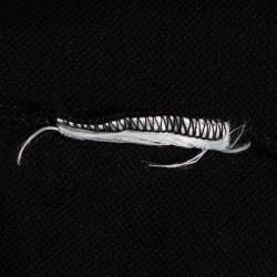 Pre Owned Alexander McQueen Black Cotton Skull Logo Patch Polo T-Shirt S