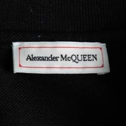 Pre Owned Alexander McQueen Black Cotton Skull Logo Patch Polo T-Shirt S