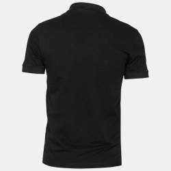 Pre Owned Alexander McQueen Black Cotton Skull Logo Patch Polo T-Shirt S