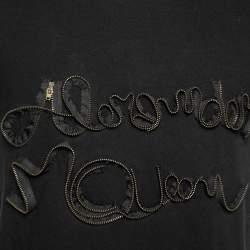 مملوكة مسبقًا Alexander McQueen Black Cotton Logo Zipped Detailed Crew Neck T-Shirt S