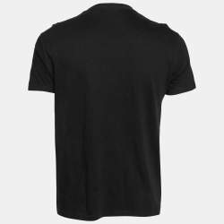 مملوكة مسبقًا Alexander McQueen Black Cotton Logo Zipped Detailed Crew Neck T-Shirt S