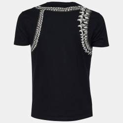 Pre Owned Alexander McQueen Black Jersey Vertebrae Harness Print T-Shirt M