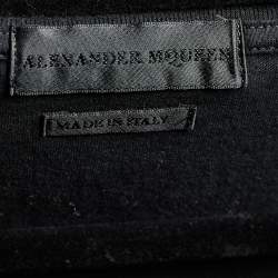 Pre Owned Alexander McQueen Black Jersey Vertebrae Harness Print T-Shirt M