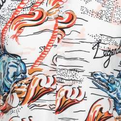 Pre Owned Alexander McQueen White Legendary Creature Print Cotton Shirt & Pant Set S