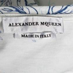 Pre Owned Alexander McQueen White Skull-Embroidered Printed Cotton T-Shirt M   
