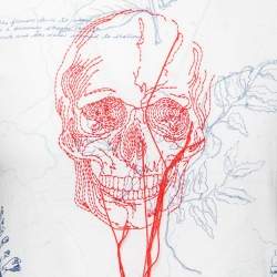 Pre Owned Alexander McQueen White Skull-Embroidered Printed Cotton T-Shirt M   