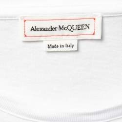 Pre Owned Alexander McQueen White Floral Skull Print Cotton T-Shirt S