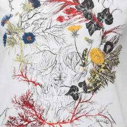 Pre Owned Alexander McQueen White Floral Skull Print Cotton T-Shirt S