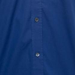 Pre Owned Alexander McQueen Blue Cotton Short Sleeve Button Down Shirt L