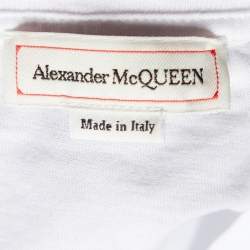 Pre Owned Alexander McQueen White Skull Embellished Cotton Knit Crewneck T-Shirt S