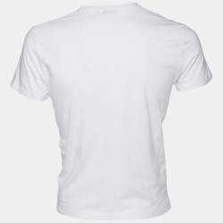 Pre Owned Alexander McQueen White Skull Embellished Cotton Knit Crewneck T-Shirt S