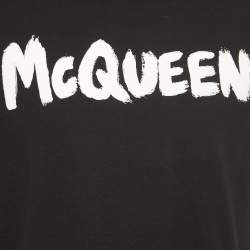 Alexander McQueen Black Cotton Graffiti Logo T-Shirt L