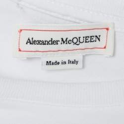 Alexander McQueen White Cotton Graffiti Logo T-Shirt L