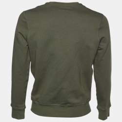 Pre Owned Alexander McQueen Dark Green Logo Printed Cotton Knit Sweatshirt S