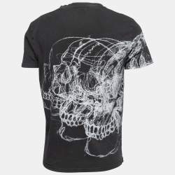 Pre Owned Alexander McQueen Black Printed Cotton Short Sleeve T-Shirt M