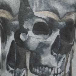 Pre Owned Alexander McQueen Grey Skull Print Cotton Crew Neck T-Shirt XS