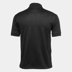 Pre Owned Alexander McQueen Black Cotton Beaded Patch Detail Polo T-Shirt S