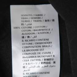 Pre Owned Alexander McQueen Black Cotton Beaded Patch Detail Polo T-Shirt S