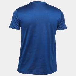 Pre Owned Alexander McQueen Blue Skull Print Cotton Crew Neck T-Shirt S