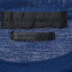 Pre Owned Alexander McQueen Blue Skull Print Cotton Crew Neck T-Shirt S