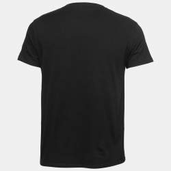 Alexander McQueen Black Contrast Slash Print Cotton T-Shirt S