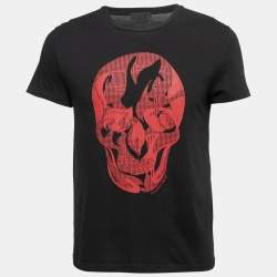 Alexander McQueen Black Contrast Slash Print Cotton T-Shirt S