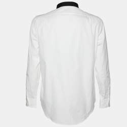Pre Owned Alexander McQueen White Cotton Contrast Detail Double Collar & Placket Shirt XL