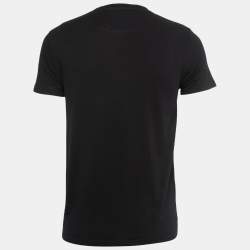 Pre Owned Alexander McQueen Black Cotton Camo Mesh Panel Crew Neck Half Sleeve T-Shirt S