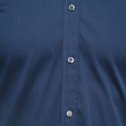 Pre Owned Alexander McQueen Navy Blue Cotton Short Sleeve Shirt S