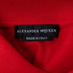 Pre Owned Alexander McQueen Red Cotton Pique Logo Patch Polo T-Shirt L