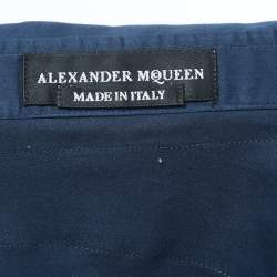 Pre Owned Alexander McQueen Teal Blue Stretch Cotton Belt Detailed Button Front Full Sleeve Shirt L
