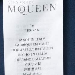 Pre Owned Alexander McQueen Teal Blue Stretch Cotton Belt Detailed Button Front Full Sleeve Shirt L