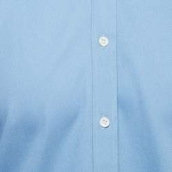 Pre Owned Alexander McQueen Blue Cotton Button Front Full Sleeve Shirt M