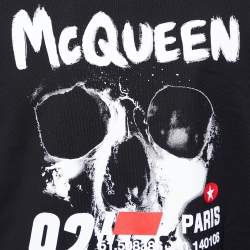Pre Owned Alexander McQueen Black Skull Printed Cotton Crewneck T-Shirt XL