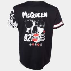 Pre Owned Alexander McQueen Black Skull Printed Cotton Crewneck T-Shirt XL