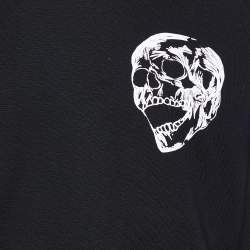 Pre Owned Alexander McQueen Black Skull Printed Cotton Crewneck T-Shirt XL
