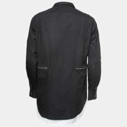 Pre Owned Alexander McQueen Black Cotton Zip Detail Button Front Full Sleeve Shirt L