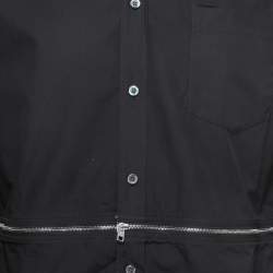 Pre Owned Alexander McQueen Black Cotton Zip Detail Button Front Full Sleeve Shirt L