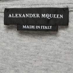 Alexander McQueen Grey Engin Skull Print Cotton Half Sleeve T-Shirt S