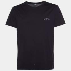 Pre Owned Alexander McQueen Black Legendary Creature Embroidered Cotton Knit T-Shirt XL