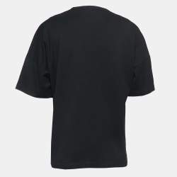 Pre Owned Alexander McQueen Black Skull & Screws Print Cotton T-Shirt XS