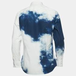 Alexander McQueen White/Blue Tye-Dye Print Cotton Shirt M