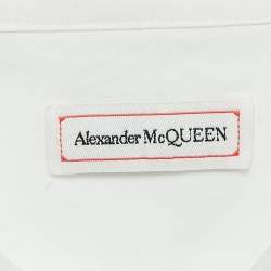 Pre Owned Alexander McQueen White/Blue Tye-Dye Print Cotton Shirt M