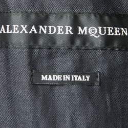 Pre Owned Alexander McQueen Black Coated Polyurethane Zip Front Bomber Jacket XXL
