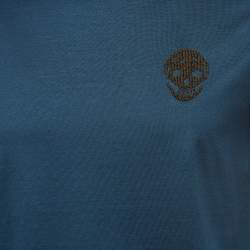 Pre Owned Alexander McQueen Midnight Blue Cotton Skull Embellished T-Shirt M