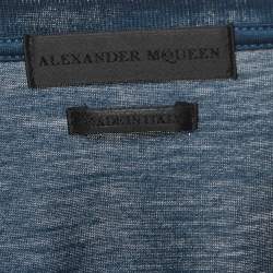 Pre Owned Alexander McQueen Midnight Blue Cotton Skull Embellished T-Shirt M