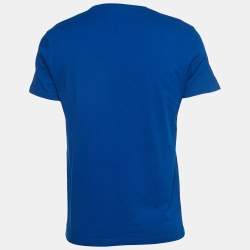 Pre Owned Alexander McQueen Blue Skull Print Cotton Crew Neck T-Shirt M